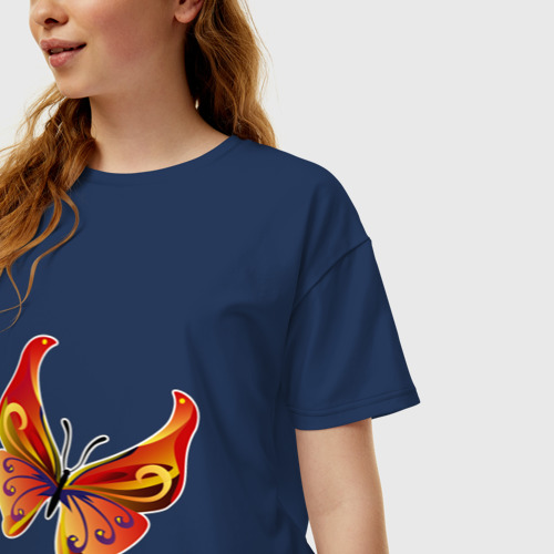 Женская футболка хлопок Oversize с принтом Бабочка с милой расцветкой, фото на моделе #1