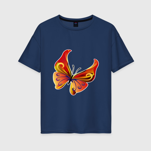 Женская футболка хлопок Oversize с принтом Бабочка с милой расцветкой, вид спереди #2