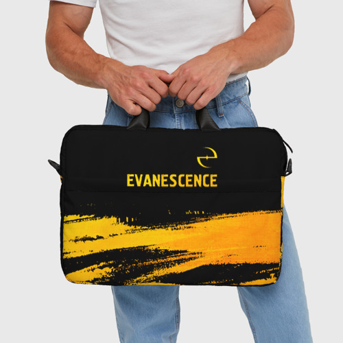 Сумка для ноутбука 3D Evanescence - gold gradient: символ сверху, цвет 3D печать - фото 5