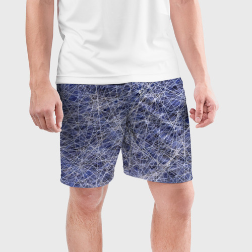 Мужские шорты спортивные с принтом Паттерн из хаотичных линий - экспрессия, фото на моделе #1