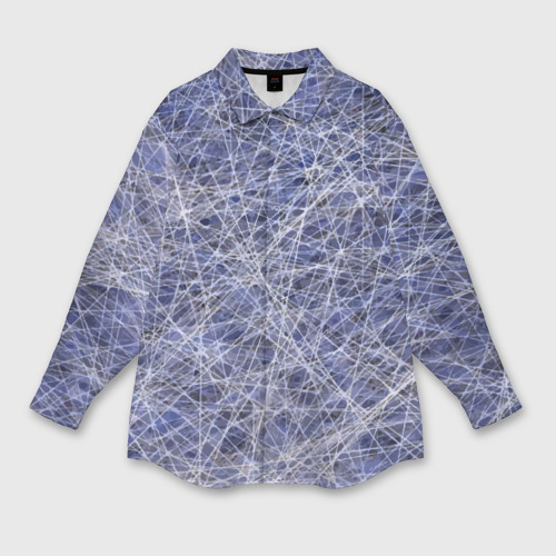 Женская рубашка oversize 3D с принтом Паттерн из хаотичных линий - экспрессия, вид спереди #2