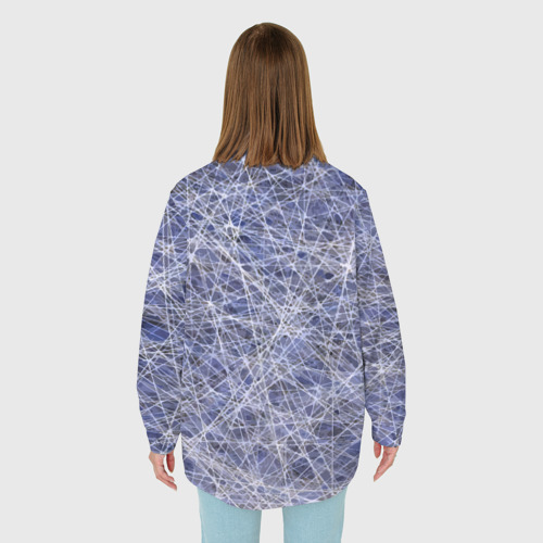 Женская рубашка oversize 3D с принтом Паттерн из хаотичных линий - экспрессия, вид сзади #2