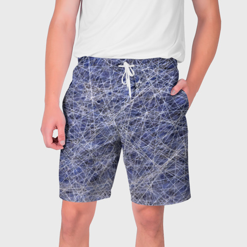 Мужские шорты 3D с принтом Паттерн из хаотичных линий - экспрессия, вид спереди #2