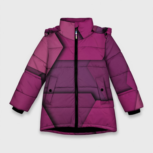 Зимняя куртка для девочек 3D Геометрические фигуры в движении, цвет черный