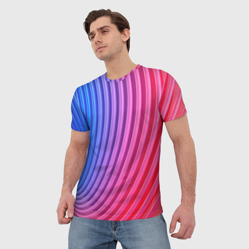 Мужская футболка 3D Оптическая иллюзия с линиями, цвет 3D печать - фото 3