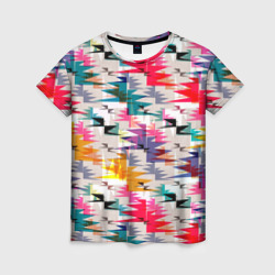 Женская футболка 3D Многоцветный абстрактный геометрический