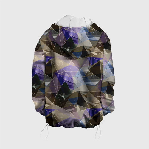 Детская куртка 3D Полигональный абстрактный: бежевый, коричневый, сиреневый, цвет белый - фото 2
