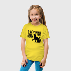 Детская футболка хлопок Turn on your brain cat - фото 2