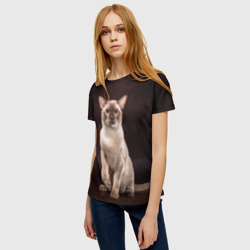 Женская футболка 3D Лиловая бурманская кошка - фото 2