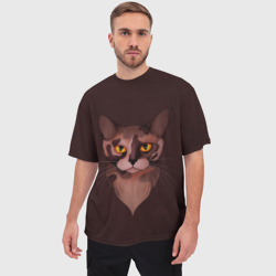 Мужская футболка oversize 3D Кошка бурма - фото 2