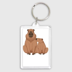 Брелок прямоугольный 35*50 Семья капибар сидит