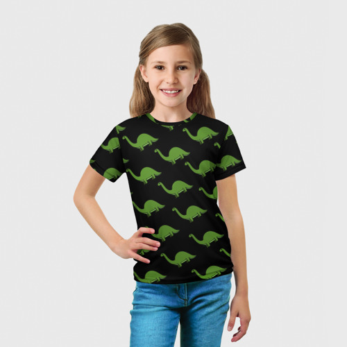 Детская футболка 3D с принтом Динозавр диплодок, вид сбоку #3