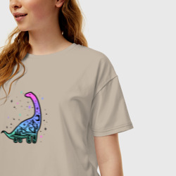 Женская футболка хлопок Oversize Травоядный динозавр диплодок - фото 2