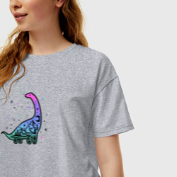 Женская футболка хлопок Oversize Травоядный динозавр диплодок - фото 2