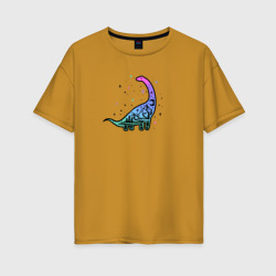 Женская футболка хлопок Oversize Травоядный динозавр диплодок