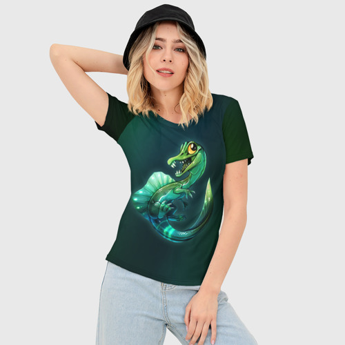 Женская футболка 3D Slim Динозавр спинозавр, цвет 3D печать - фото 3