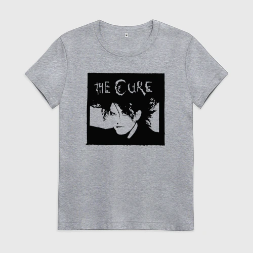 Женская футболка хлопок с принтом The Cure Роберт Смит, вид спереди #2