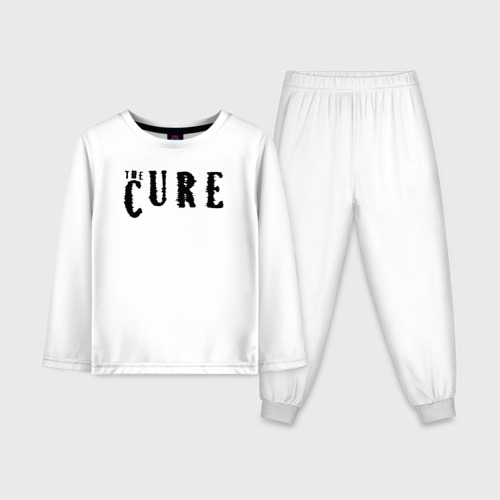 Детская пижама с лонгсливом из хлопка с принтом The Cure лого, вид спереди №1