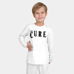 Пижама с принтом The Cure лого для ребенка, вид на модели спереди №2. Цвет основы: белый