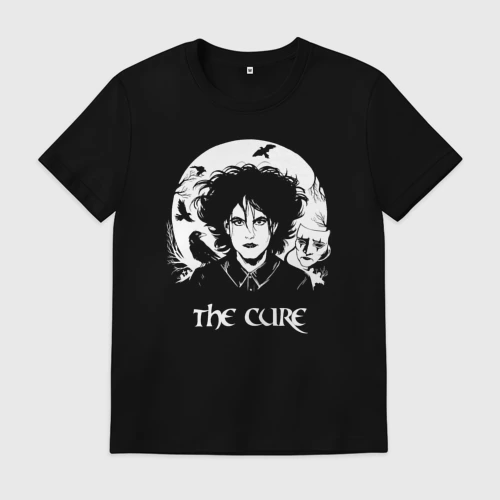 Мужская футболка хлопок с принтом The Cure арт Роберт Смит, вид спереди #2