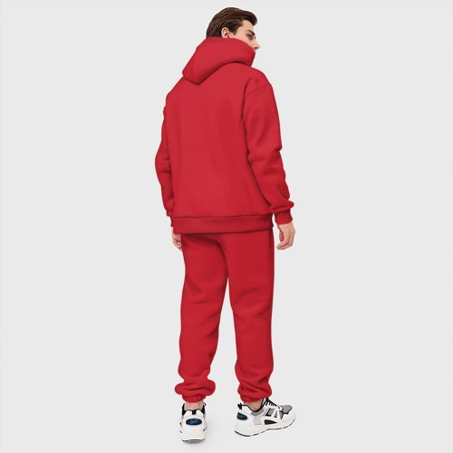 Мужской костюм oversize хлопок с принтом The Cure арт Роберт Смит, вид сзади #2