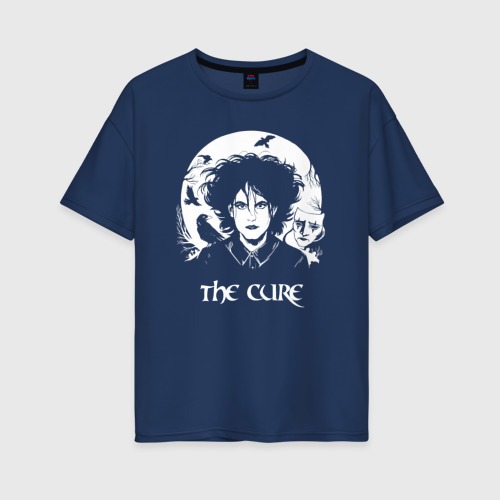 Женская футболка из хлопка оверсайз с принтом The Cure арт Роберт Смит, вид спереди №1