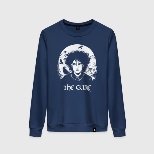 Женский свитшот хлопок с принтом The Cure арт Роберт Смит, вид спереди #2