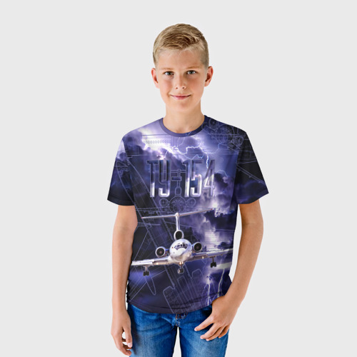 Детская футболка 3D Ту-154 Ночные полет, цвет 3D печать - фото 3