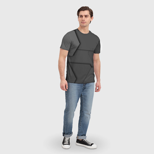 Мужская футболка 3D Черные геометрические фигуры в трехмерном пространстве, цвет 3D печать - фото 5