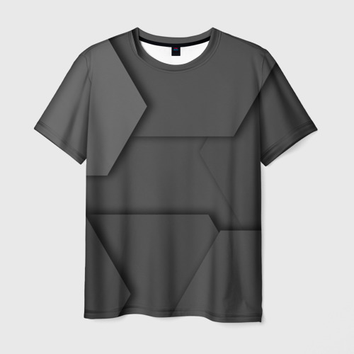Мужская футболка 3D Черные геометрические фигуры в трехмерном пространстве