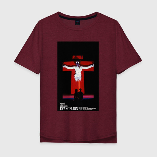 Мужская футболка хлопок Oversize Евангелион Лилит, цвет меланж-бордовый
