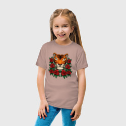 Детская футболка хлопок Тигр в розах - фото 2