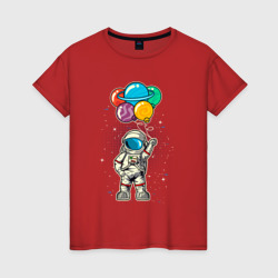 Космонавт на воздушных шариках – Женская футболка хлопок с принтом купить со скидкой в -20%