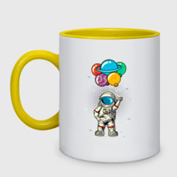 Кружка двухцветная Космонавт на воздушных шариках
