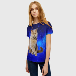 Женская футболка 3D Британский кот на фоне звёздного неба - фото 2