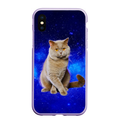 Чехол для iPhone XS Max матовый Британский кот на фоне звёздного неба