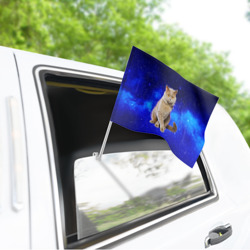Флаг для автомобиля Британский кот на фоне звёздного неба - фото 2