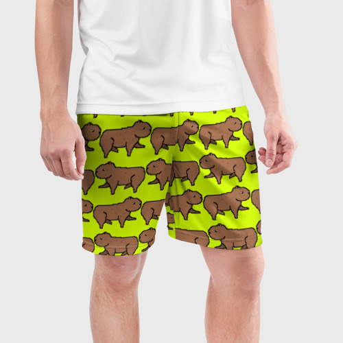 Мужские шорты спортивные Капибара Пикси, цвет 3D печать - фото 3