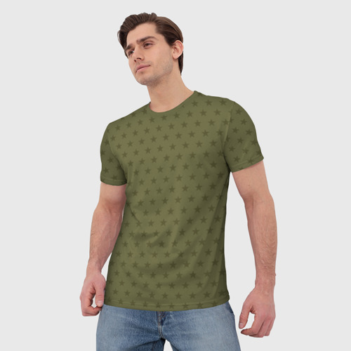 Мужская футболка 3D с принтом Камуфляжные звезды, фото на моделе #1
