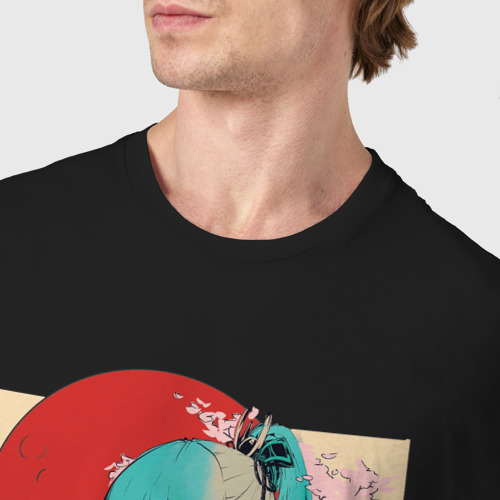 Мужская футболка хлопок Аяка самурай - Геншин Импакт, цвет черный - фото 6