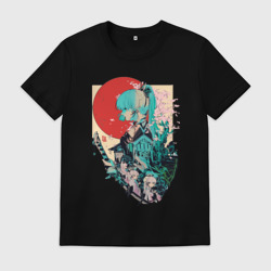 Мужская футболка хлопок Аяка самурай - Геншин Импакт