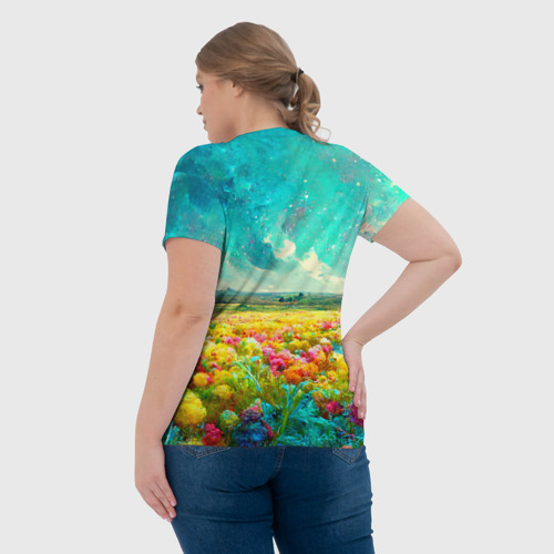 Женская футболка 3D Бесконечное поле цветов, цвет 3D печать - фото 7