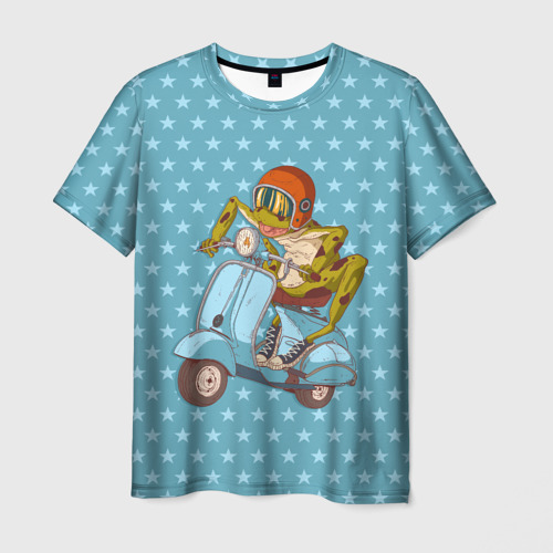 Мужская футболка 3D Крейзи лягуха на мопеде, цвет 3D печать