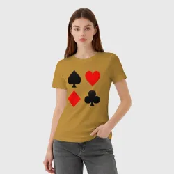 Женская футболка хлопок Четыре масти игральных карт - фото 2