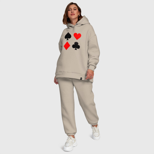 Женский костюм хлопок Oversize с принтом Четыре масти игральных карт, фото #6