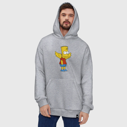 Худи SuperOversize хлопок Барт Симпсон - единорог, цвет меланж - фото 5