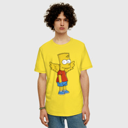 Мужская футболка хлопок Oversize Барт Симпсон - единорог - фото 2