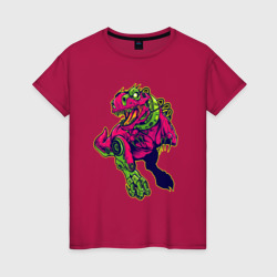 Женская футболка хлопок Кибернетический тиранозавр