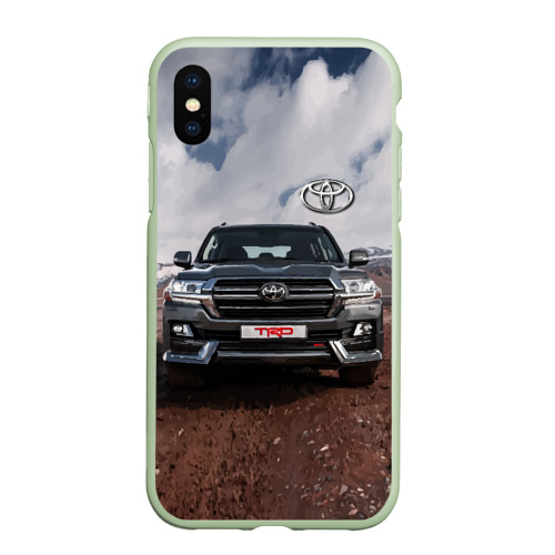 Чехол для iPhone XS Max матовый с принтом Toyota land cruiser in the mountains, вид спереди #2