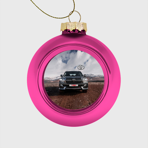 Стеклянный ёлочный шар Toyota land cruiser in the mountains, цвет розовый